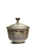 Peter Voulkos, Covered Tureen, wheel-thrown gas-fired stoneware with wax resist decoration and semi-matte and iron-bearing glaze, inscribed 'Voulkos', '53