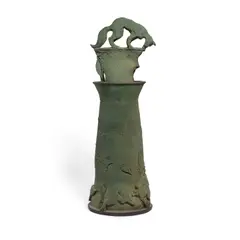 Kenneth Ferguson, Fox and Hare Vessel with Cover, glazed stoneware, signed on underside 'Ferguson'