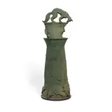 Kenneth Ferguson, Fox and Hare Vessel with Cover, glazed stoneware, signed on underside 'Ferguson'