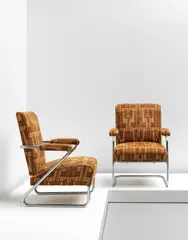 Pe'l, Untitled, Chromium-plated steel, fabric upholstery