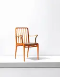Sir Basil Spence, Rare 'Allegro' armchair, designed 1949, produced 1950s, Honduras mahogany-laminated wood, Canadian betula-laminated wood, leather