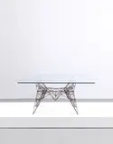 Tom Dixon, Prototype table, from the 'Pylon' series, circa 1989, Welded steel, glass
