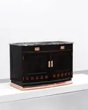 Portois & Fix, Sideboard, circa 1900, Macassar ebony-veneered wood, marble, copper
