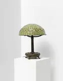 'Pansy' table lamp by Tiffany Studios, circa 1910, Patinated bronze, leaded glass, sold Oct 2020