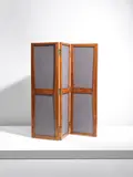 Folding Screen, model no. PJ-DIVIDERS-01-A, designed for the Secretariat, the Assembly, and the Punjab University administrative buildings, Chandigarh by Pierre Jeanneret, 1957-1958, Teak, fabric upholstery, sold Oct 2020