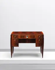 Émile-Jacques Ruhlmann, 'Soussa' desk, model no. 1505AR/1601NR, 1928, Rosewood, Rosewood-veneered wood, silvered bronze