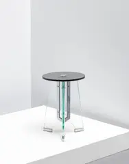 Occasional table by Gio Ponti, circa 1932, Trex clear glass, Temprit opaque glass, nickel-plated brass, offered Oct 2020