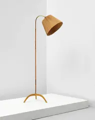 Paavo Tynell, Untitled, Brass, cane, painted metal, original paper shade