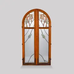 Pair of Doors by Hector Guimard, from the Castel Beranger, Paris, leaded glass, oak, offered Dec 2020