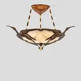 Albert Cheuret, Ceiling Lamp, silvered bronze, alabaster
