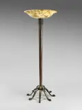 Raymond Subes, Floor Lamp, wrought iron, martelé finish, with alabaster shade