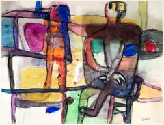 Maurice Estève, Homme Assis Près d'une Table