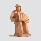 Jan Et Joël Martel, L'Accordéoniste, terracotta, signed to the base 'J