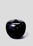 Yoichi Ohira, Unique Vase, blown, carved and polished deep green glass with opaque red lip wrap, engraved 'Yoichi Ohira mo
