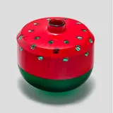 Yoichi Ohira, Unique Metamorfosi Vase, red and green incalmo glass with transparent murrines, engraved '1999 Yoichi Ohira Mo
