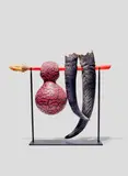 William Morris, Suspended Artifact, glass, signed and dated, engraved 'WM 93'