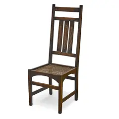 Harvey Ellis, Side Chair, for Gustav Stickley with inlay by the workshop of George Henry Jones, New York, oak, pewter, cane