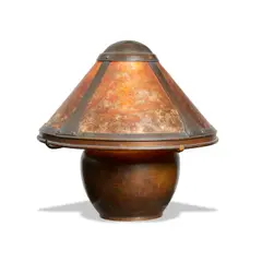 Bean Pot Lamp by Dirk Van Erp, hammered copper, mica, impressed studio mark on underside of base, sold Sep 2020