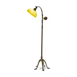 Tiffany Studios, Counterbalance Floor Lamp, patinated bronze, green Favrile glass, shade engraved 'L