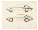 Raymond Loewy, Two Concept Car Sketches for Studebaker
