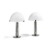 Clément Nauny, Pair of Table Lamps, chromed metal, glass, apparently unmarked