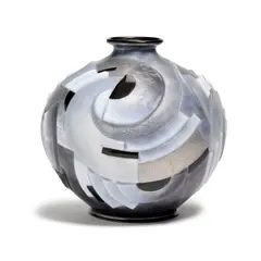 Camille Faure, Vase, for Limoges, enameled copper, signed in enamel 'C