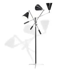 Triennale Lamp by Angelo Lelii, chromed metal, enameled metal, leather, stamped 'MADE ITALY', sold Sep 2020