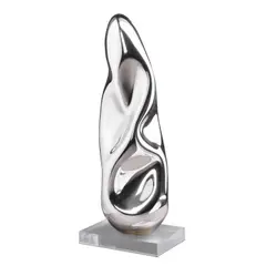 Jeff Zimmerman, Crumpled Sculpture, silver-mirrorized glass with acrylic base and stand