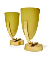 American Modern, Pair of Table Lamps, enameled aluminum, brass