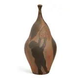 Jules Agard, Sculpture with Figural Decoration, paint decorated and glazed terracotta, incised 'J Agard'