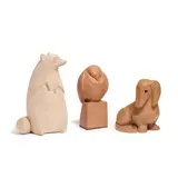 Mimi Murphey, Group of Three Figures (Raccoon, Dog and Bird), stoneware, raccoon incised 'Mimi Murphey 75', dog signed in ink 'Mimi Murphey 56', bird unsigned