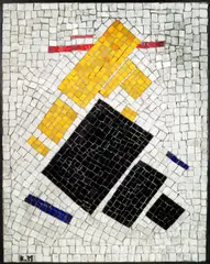Heidi Melano, Suprematist Mosaic Panel, after Kazimir Malevich, glass tile, plaster, initialed 'K
