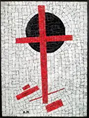 Heidi Melano, Suprematist Mosaic Panel, after Kazimir Malevich, glass tile, plaster, initialed 'K