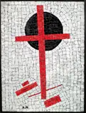 Heidi Melano, Suprematist Mosaic Panel, after Kazimir Malevich, glass tile, plaster, initialed 'K