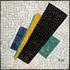 Heidi Melano, Suprematist Mosaic Panel, after Kazimir Malevich, glass tile, plaster, initialed 'K