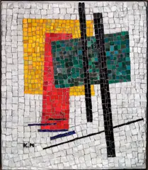 Heidi Melano, Suprematist Mosaic Panel, after Kazimir Malevich, glass tile, plaster,initialed 'K