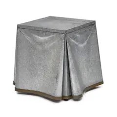 Draped Table by John Dickinson, galvanized steel, brass, sold Sep 2020