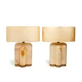 Kelly Wearstler, Pair of Table Lamps, lacquered parchment, brass, plastic