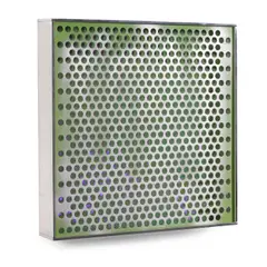 George Ernstson, Square Framed Portal, brushed aluminum, stainless steel, acrylic, and holographic vinyl
