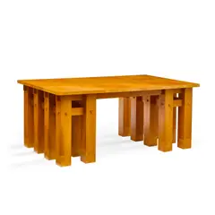 Michael Graves, Custom Executive Desk, executed by Craftwood, Canada, parquetry maple, with metal Craftwood tag in drawer