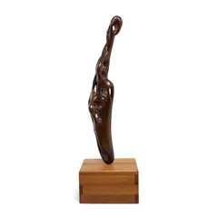 Robert 'Jocko' Johnson, Biomorphic Sculpture on Stand, walnut, inscribed 'JOCKO' and dated