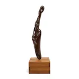 Robert 'Jocko' Johnson, Biomorphic Sculpture on Stand, walnut, inscribed 'JOCKO' and dated