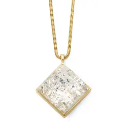 Diamond Shaped Pendant on Chain by Jon Kuhn, laminated, cut and polished glass with 14k gold, pendant stamped 'JON KUHN 14K', sold Sep 2020