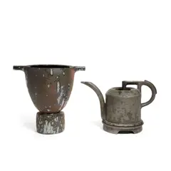 Two Handled Vase and Xanthus Teapot by Anne Hirondelle, glazed stoneware, each signed 'A, offered Sep 2020