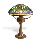 Tyler Lamp by Tiffany Studios, patinated bronze, leaded glass, shade stamped 'TIFFANY STUDIOS NEW YORK', underside of base stamped 'TIFFANY STUDIOS NEW, sold Jul 2020