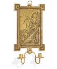 Thomas Jeckyll, Rare Two-Light Wall Applique, , cast and chased brass with registered mark for 1881