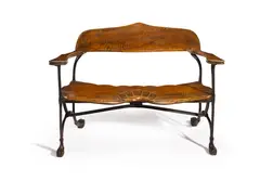 Antoní Gaudí, Rare Prayer Bench, olive wood, wrought-iron