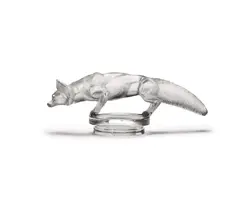 René Lalique, Rare 'Renard' Model Car Mascot, clear and frosted glass, model No