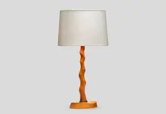 Alexandre Noll, Table Lamp, sycamore, with bronze collar at the base, carved 'ANOLL'