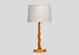 Alexandre Noll, Table Lamp, sycamore, with bronze collar at the base, carved 'ANOLL'